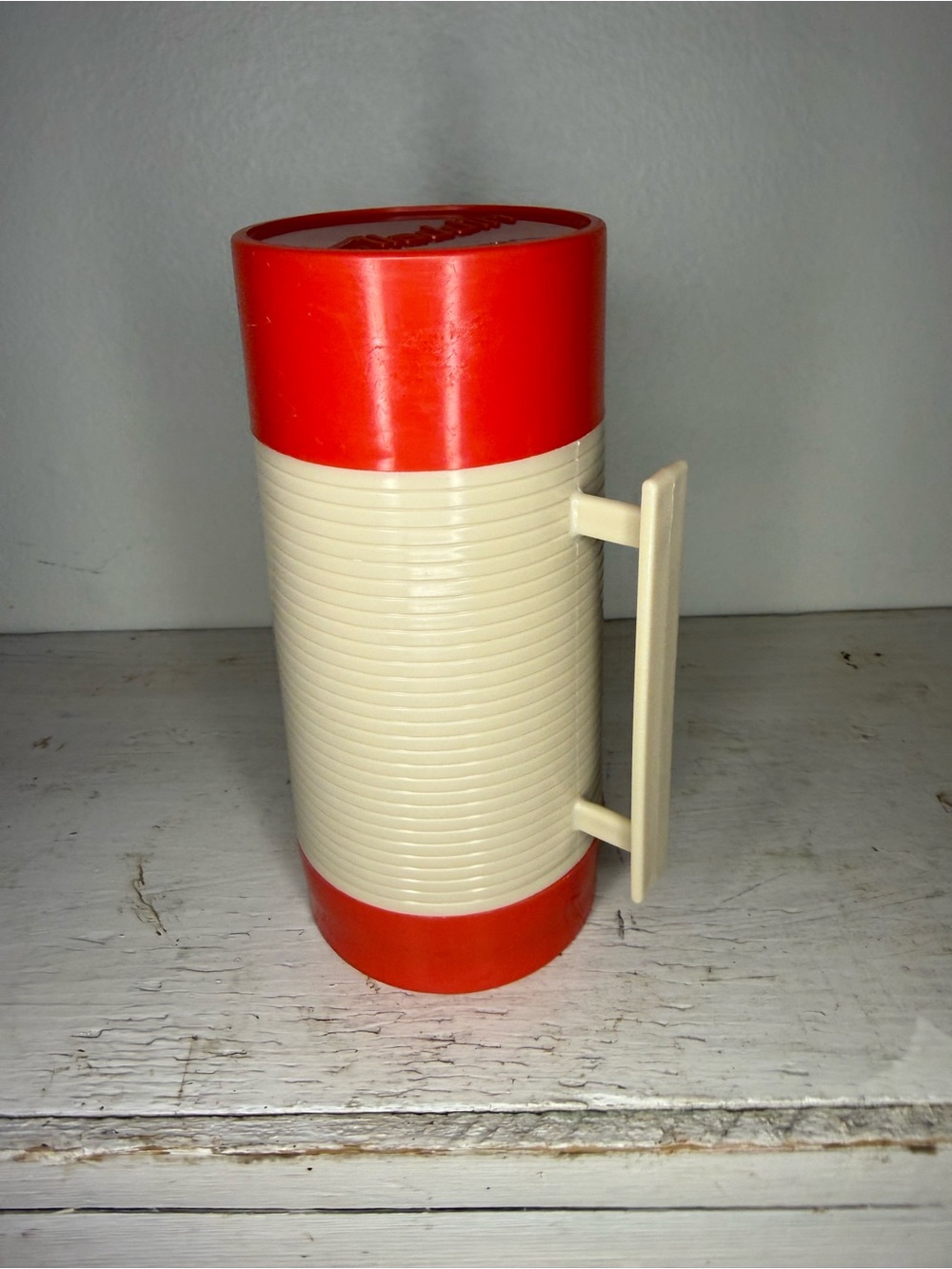 Vintage Aladdin HY-LO Thermos Bottle: Red Cream Pint, Mid-Century MCM Picnic Cam